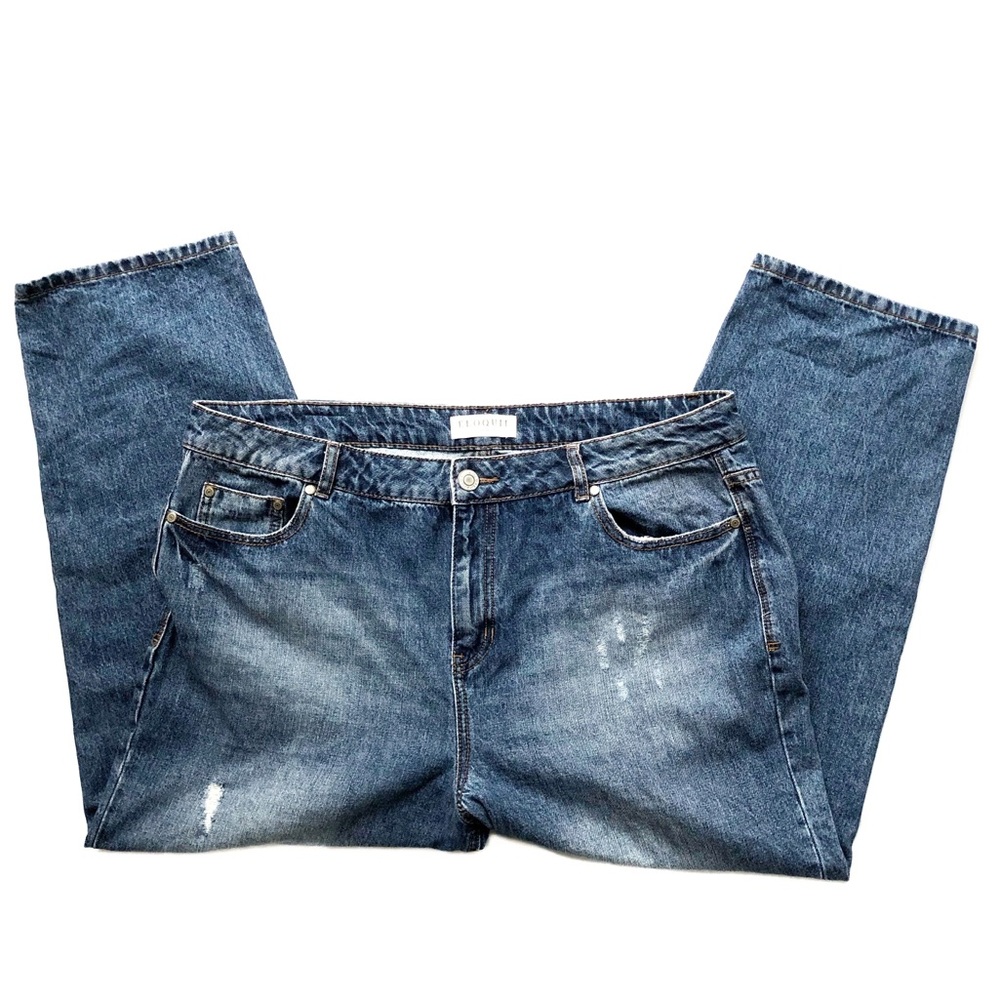 Eloquii Jeans Distressed Whiskered Faded Casual Denim Urban Stylish Pants EUC 14